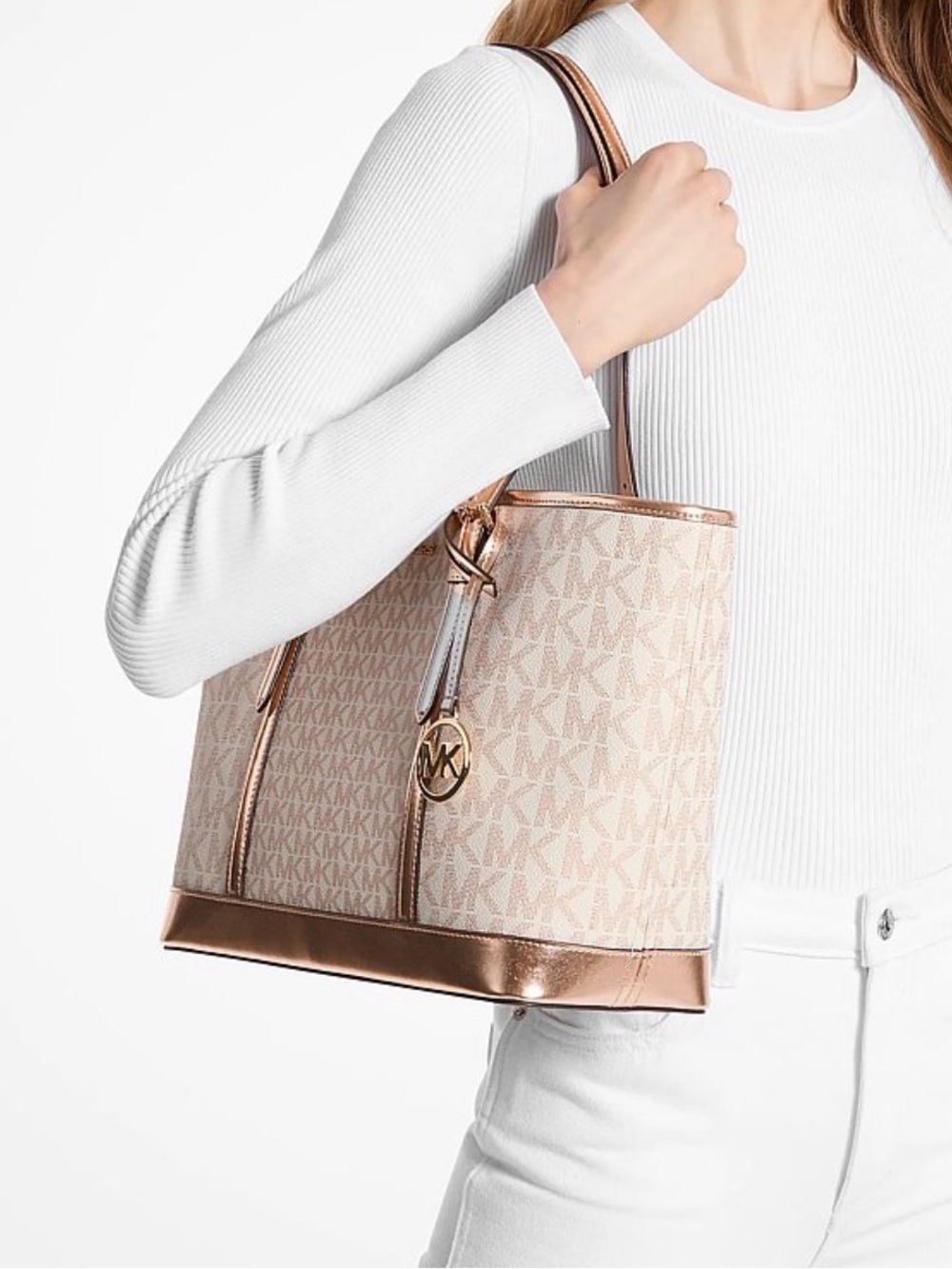Michael Kors Pink Rose Gold Signature Tote